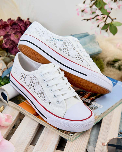 Aurelia Bianco - Royalfashion white fabric perforated sneakers, size 40