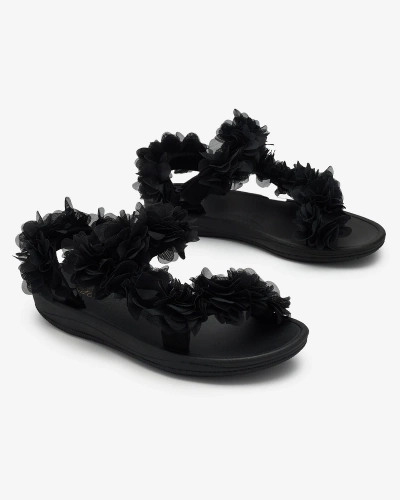 Royalfashion Black women's sandals with flowers Alferroy