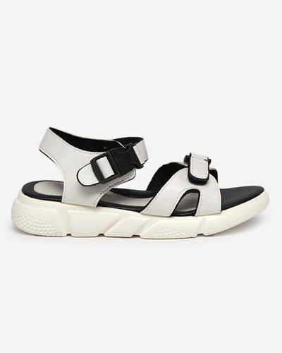 Children's shiny sandals in white Leepe-Shoes