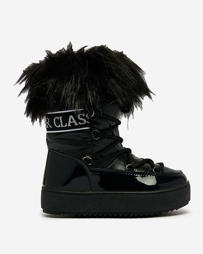 Royalfashion Children's slip-on shoes a'la snow boots with fur in black Asika