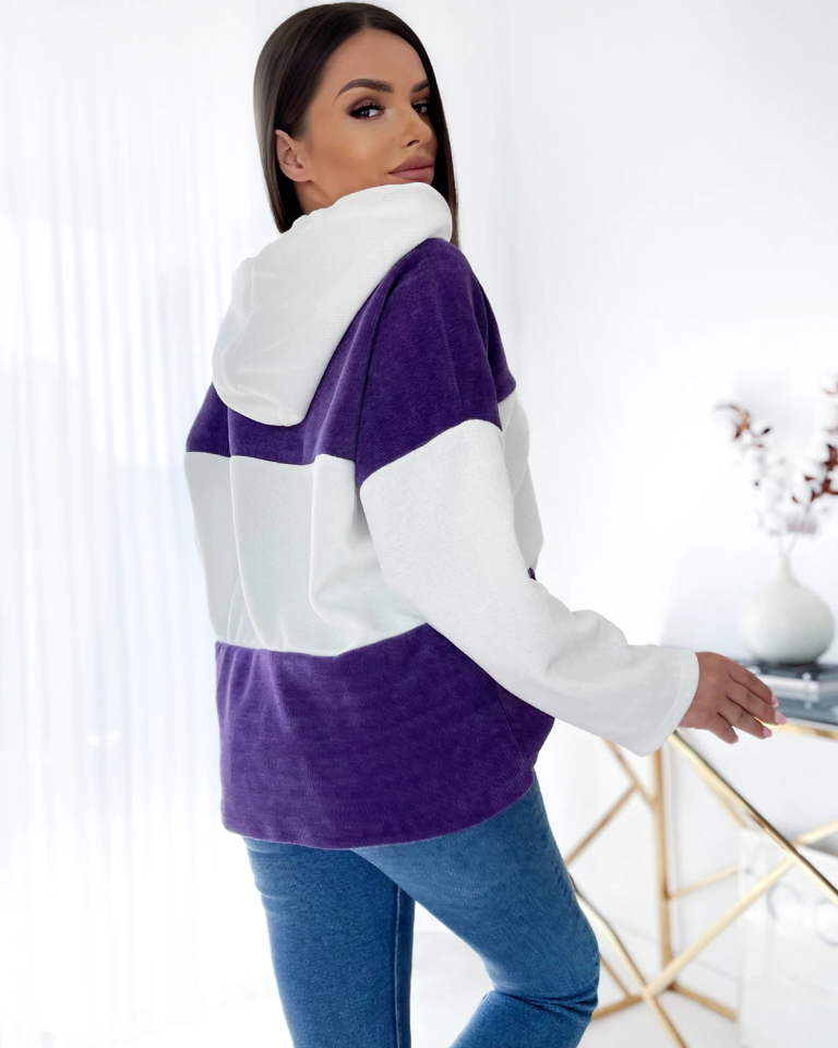 Royalfashion Бело-фиолетовая женская толстовка оверсайз