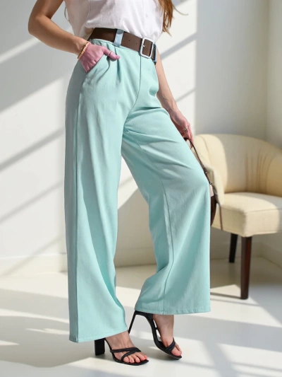 Royalfashion Wide women's trousers with a belt