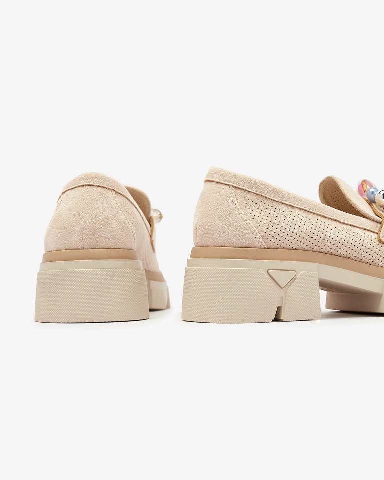Женские бежевые ажурные мокасины Peloga- Footwear