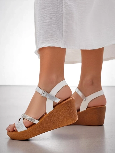 Royalfashion Women's wedge sandals with rhinestones and glitter Eclat