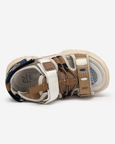 Beige children's sandals with Velcro Meteris - Footwear