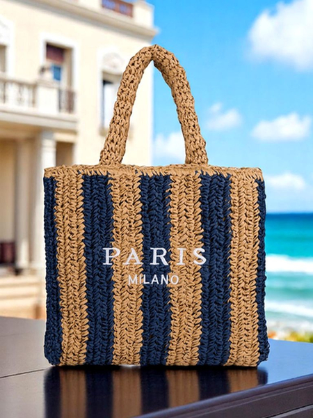 Royalfashion Liela sieviešu salmu soma Salmu svītru raksts