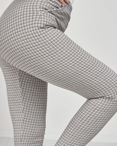 Yellow-black women's checkered teggings- Clothing