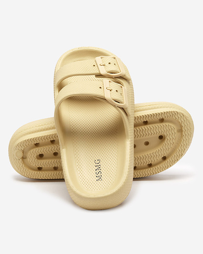 Women's flip-flops with buckles Eckos in khaki - Footwear