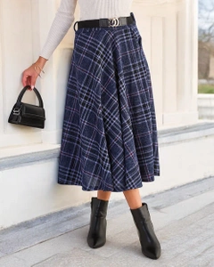 Royalfashion Women's checkered midi skirt