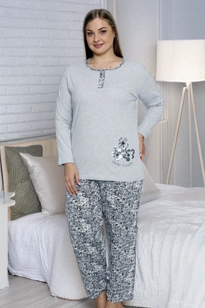 Royalfashion Cotton women's 2-piece pajamas in flowers PLUS SIZE