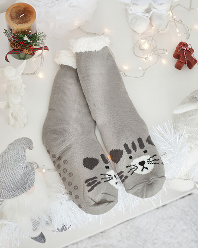 Royalfashion Siltas bēšas krāsas sieviešu zeķes ar peli