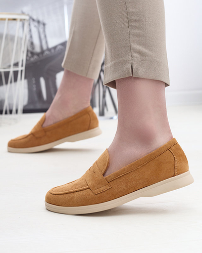 Women's eco-suede moccasins in camel color Daffer- Footwear