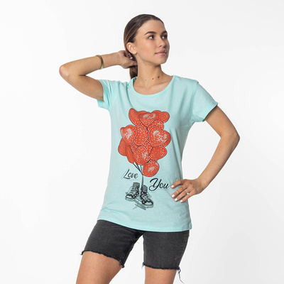 Ladies Mint Printed T-Shirt - Clothing