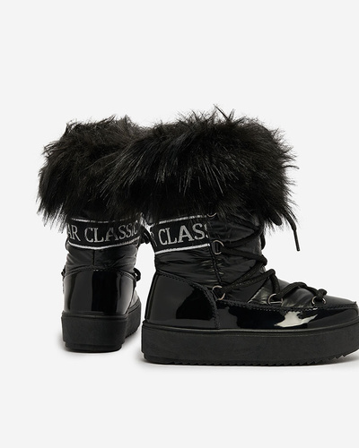 Royalfashion Детские ботинки-слипы a'la snow boots with fur in black Asika