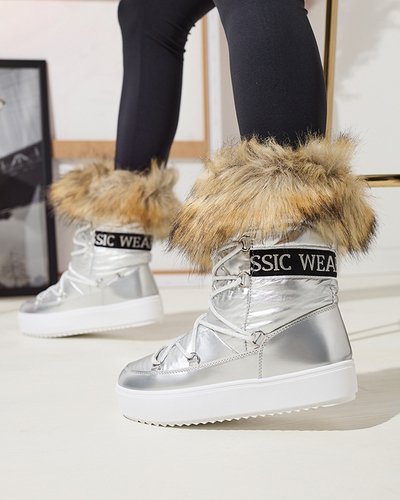 Серебристые женские сапоги-слипы с мехом Lilitsa- Footwear