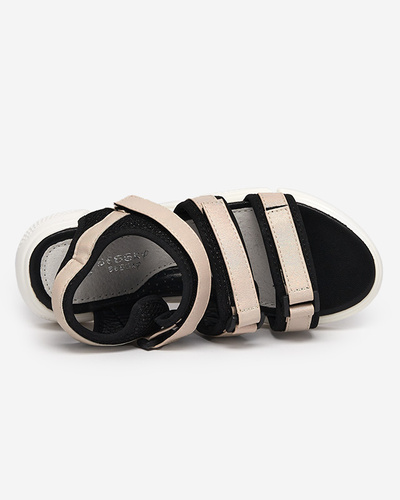 Girls' sandals fastened with Velcro in beige Mumin-Shoes