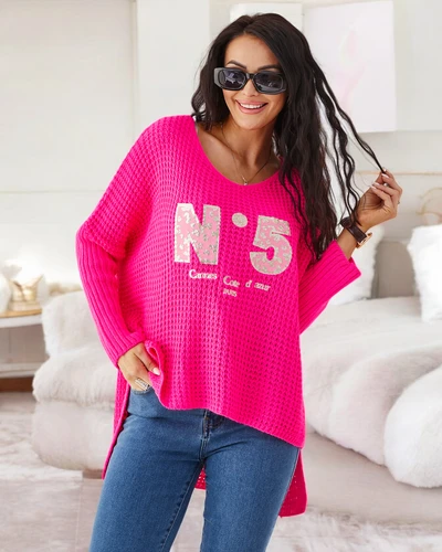 Royalfashion akrila sieviešu adīta džemperis ar uzrakstiem