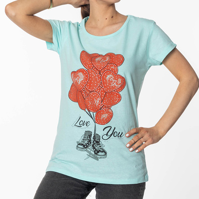 Ladies Mint Printed T-Shirt - Clothing