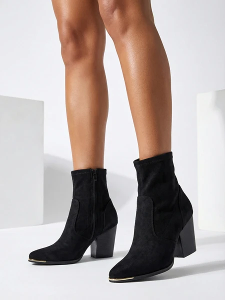 Royalfashion Eko-suede women's boots on a stiletto heel Gris