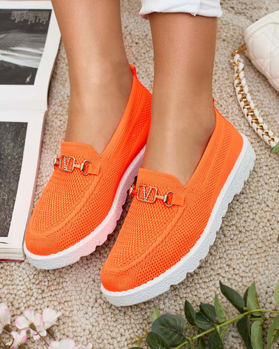 Royalfashion Женские тканевые мокасины с золотым украшением Erticae