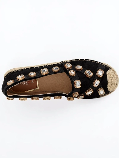 Black women's espadrilles with Wamba crystals - Footwear