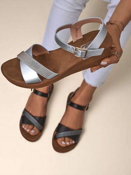 Royal Fashion Women's Rhinestone Wedge Sandals Allona