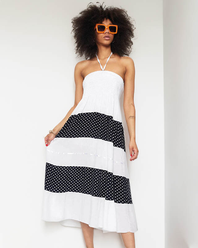 White polka dot maxi skirt PLUS SIZE - Clothing