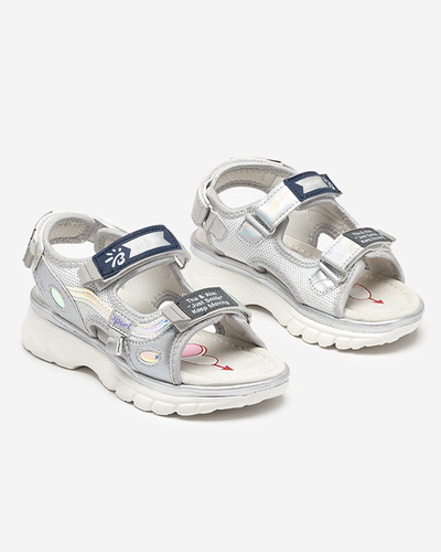 Silver children's sandals with colorful inserts Meniko - Footwear