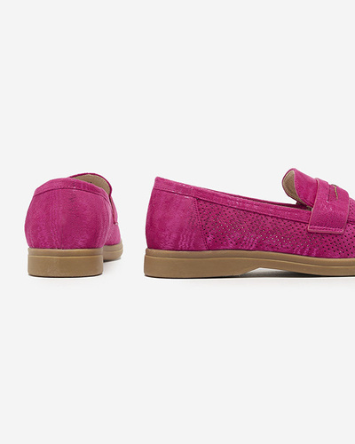 Fuchsia openwork women's moccasins with shiny finish Idesa - Footwear