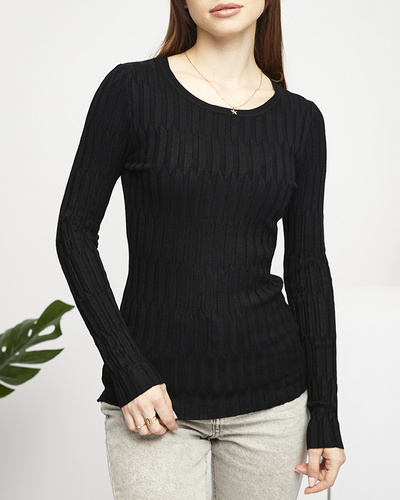 Women's black ribbed sweater - Clothing