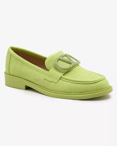 Royalfashion Women's lime green moccasins with ornament Fogras