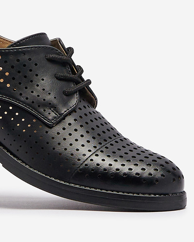 Openwork black women's eco leather half shoes Azedvo- Footwear