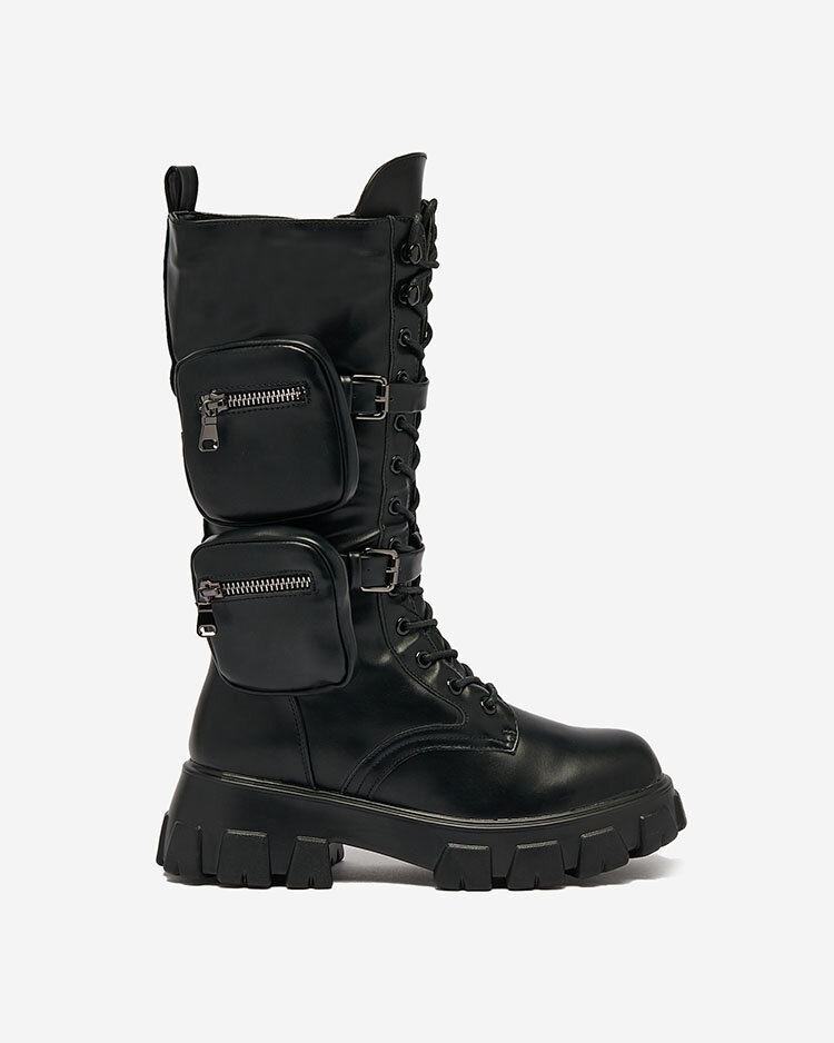 Royalfashion Melni sieviešu bagger zābaki ar Atiuha somiņu