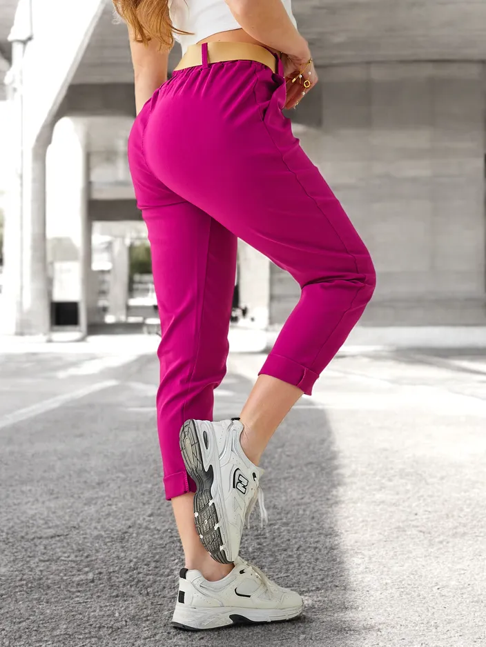 Royalfashion Женские брюки из вискозы с поясом