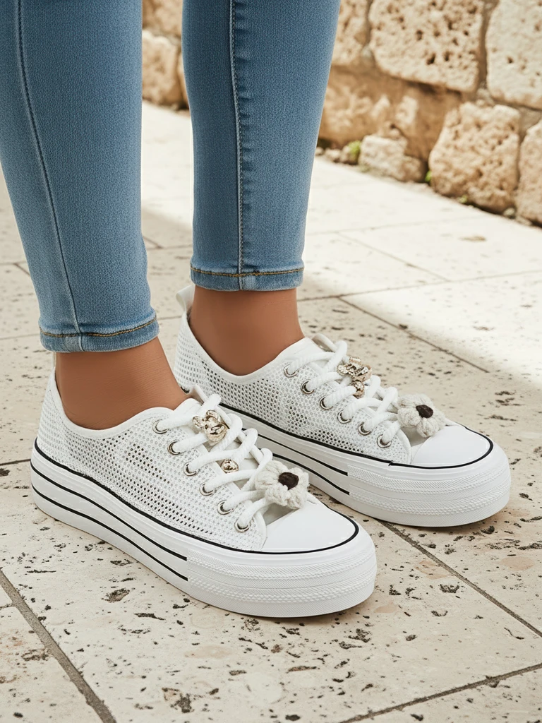 Royalfashion Women's perforated sneakers with embellishments Osdo