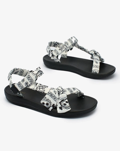 Royalfashion White women's sandals with bow Oyall