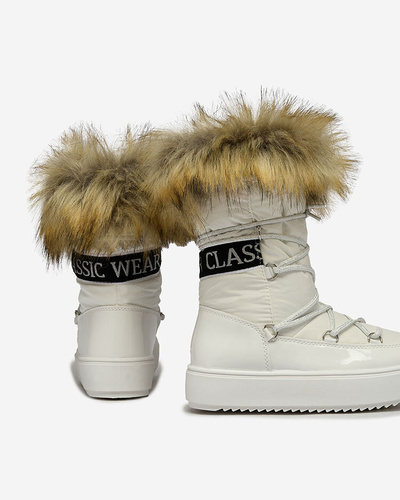 Royalfashion Детские ботинки-слипы a'la snow boots with fur in white Asika