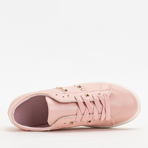 Pink women's sneakers with Cyris studs - Footwear