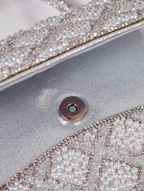 Royalfashion Maza sieviešu rokassoma ar rhinestones un pērļu