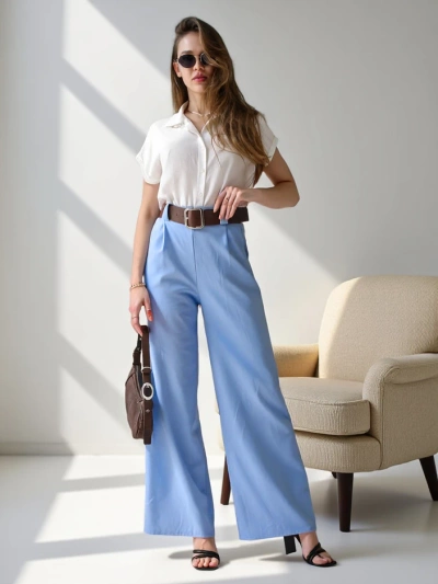 Royalfashion Wide women’s trousers with a belt