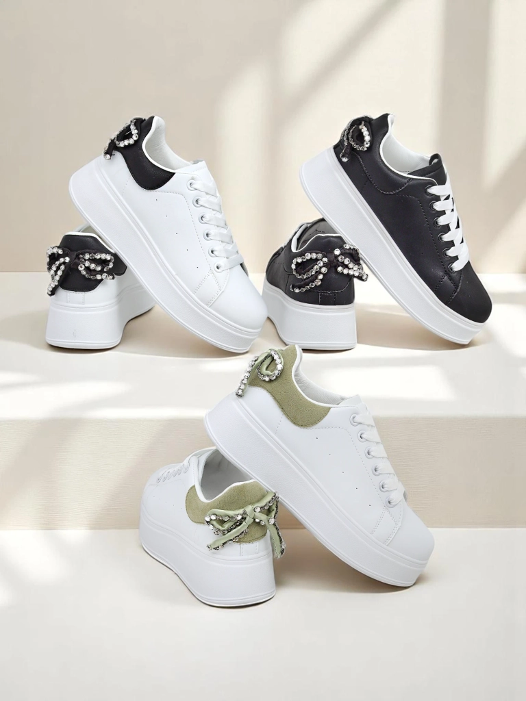Royalfashion Women's sporty platform sneakers Ribbon Bow