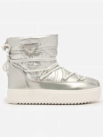 Royalfashion Women's silver Vevnose slip-on boots a'la snow boots