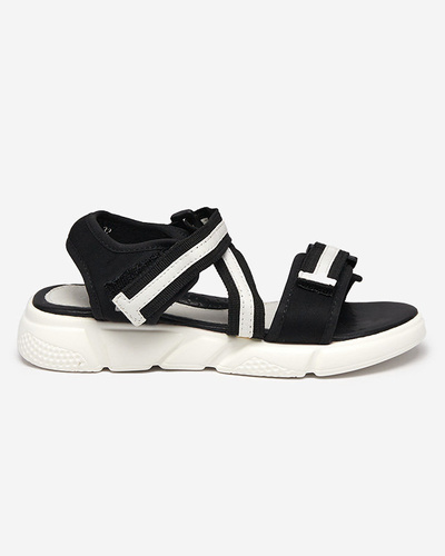 Black and white children's sandals fastened with Velcro Modis - Shoes