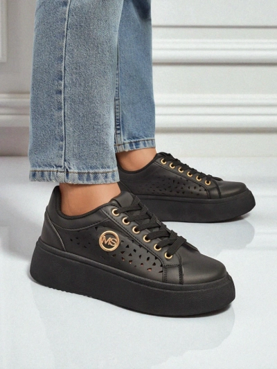 Aurelia Nero - Черная платформа Royalfashion из экокожи, модель LH201-8