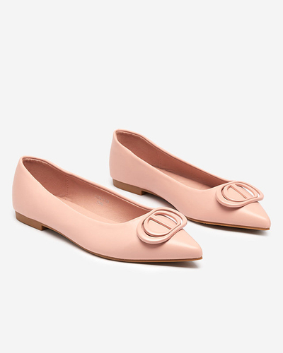 Women's pink pointed ballerinas with an ornament on the toe Manico - Footwear