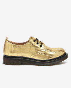 OUTLET Gold women's shoes with Seniri embossing - Footwear