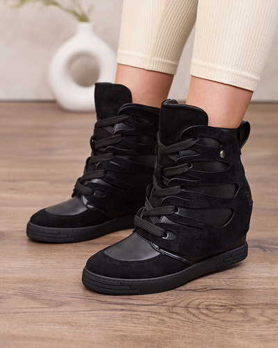 Royalfashion Black women's sporty boots on a Pamstinsa heel