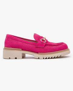 Fuchsia openwork women's moccasins with chain Imerila - Footwear