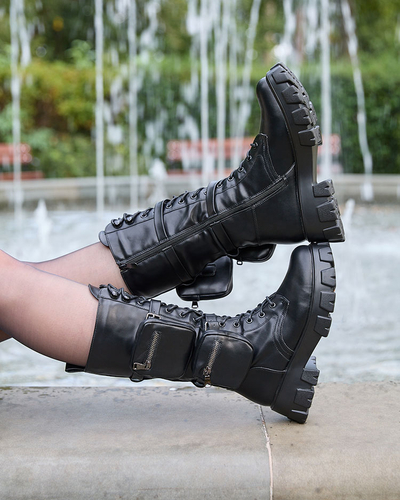 Royalfashion Melni sieviešu bagger zābaki ar Atiuha somiņu