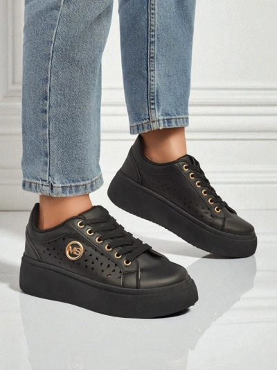 Aurelia Nero - Черная платформа Royalfashion из экокожи, модель LH201-8